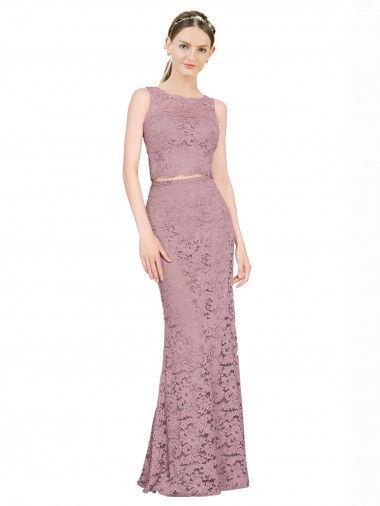 Online Sleeveless Crop Top High Neck Mermaid Lace Bridesmaid Dress