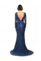 Online Long Sleeves Floor Length Vintage Lace Bridesmaid Dress with Deep V-Back