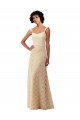 Online Lace A-Line Long Bridesmaids Dress with Satin Waistband