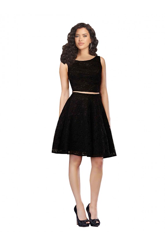 Online Two Piece Short Lace Bridesmaid Dress with Jewel Neckline
