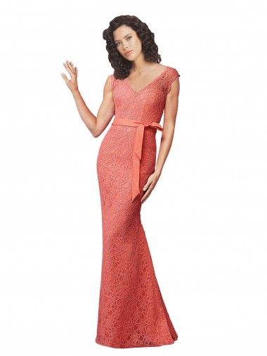 Online Mermaid Long V-Neck Lace Bridesmaid Dress with Open Back