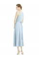 Online Short Tea Length V-Neck Satin Bridesmaid Dress