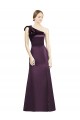 Online Full Length One Shoulder Satin Bridesmaid Dress with Bow Shoulder Detail