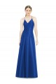 Online Full Pleated V-Neck Long Satin Bridesmaid Dress with Criss Cross Open Back