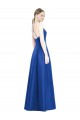 Online Full Pleated V-Neck Long Satin Bridesmaid Dress with Criss Cross Open Back