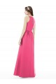 Online Jewel Neck Keyhole Back Sleek Long Satin Bridesmaid Dress