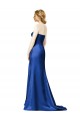Online Faux Wrap A-Line Long Satin Bridesmaid Dress with Draped Bodice