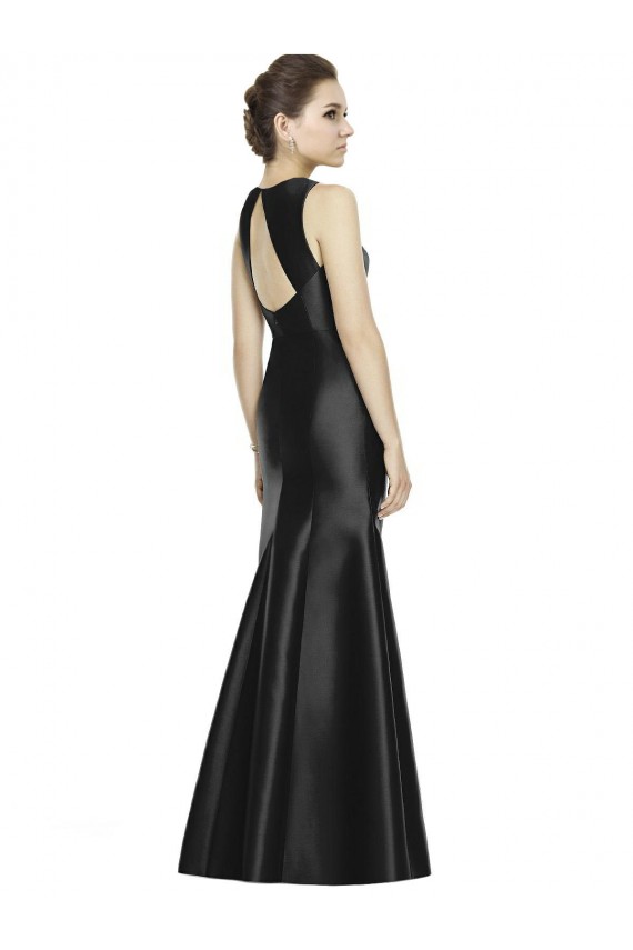 Online Full Length Mermaid Long Satin Bridesmaid Dress with Keyhole Back
