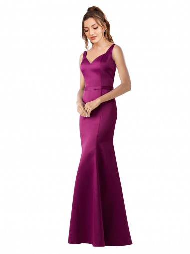 Online Fitted Sexy Open Back Satin Bridesmaids Dress with Floral Details