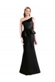 Online Long One Shoulder Satin Bridesmaid Dress with Bow Ties