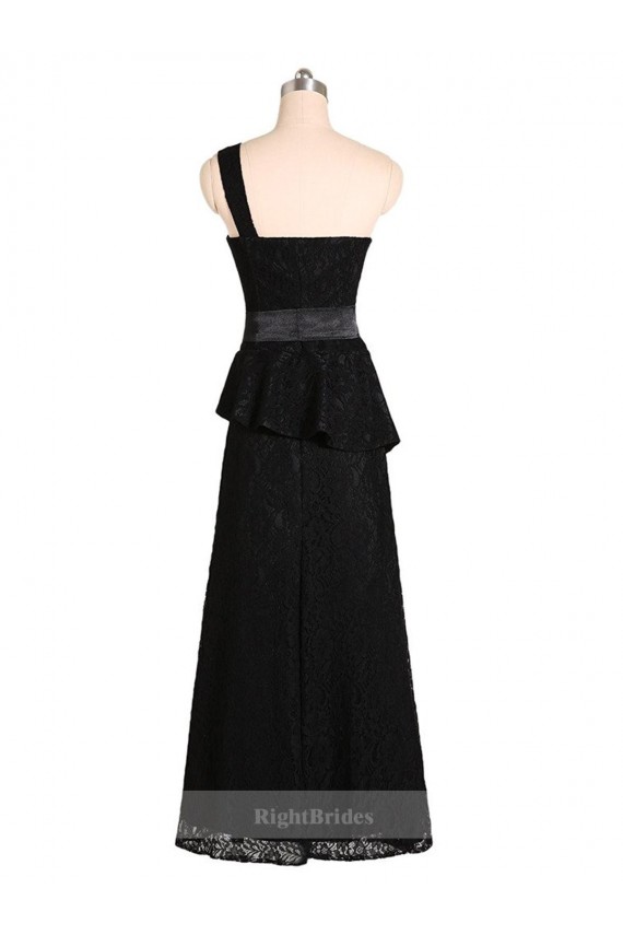 Online Long One Shoulder Satin Bridesmaid Dress with Bow Ties