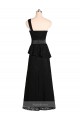 Online Long One Shoulder Satin Bridesmaid Dress with Bow Ties