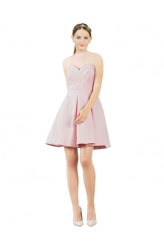 Online Short Knee Length Sweetheart Satin Bridesmaid Dress