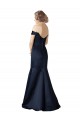 Online Fit and Flare Satin Bridesmaid Dress with Off the Shoulder Neckline