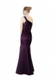 Online Long Ruched Neckline One Shoulder Satin Bridesmaid Dress