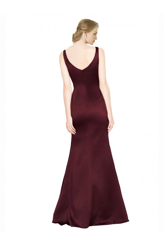 Online Figure Shaping Satin Bridesmaid Dress with Structured Pleats