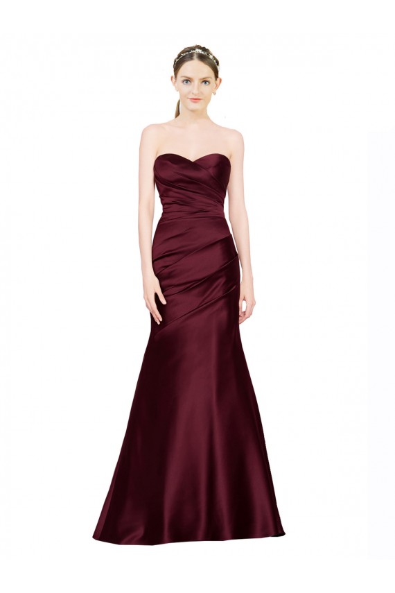 Online Mermaid Sweetheart Soft Satin Bridesmaid Dress with Pleats