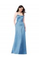 Online Crossing Strap Back Pleated Bodice Long Satin Bridesmaid Dress