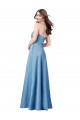 Online Crossing Strap Back Pleated Bodice Long Satin Bridesmaid Dress