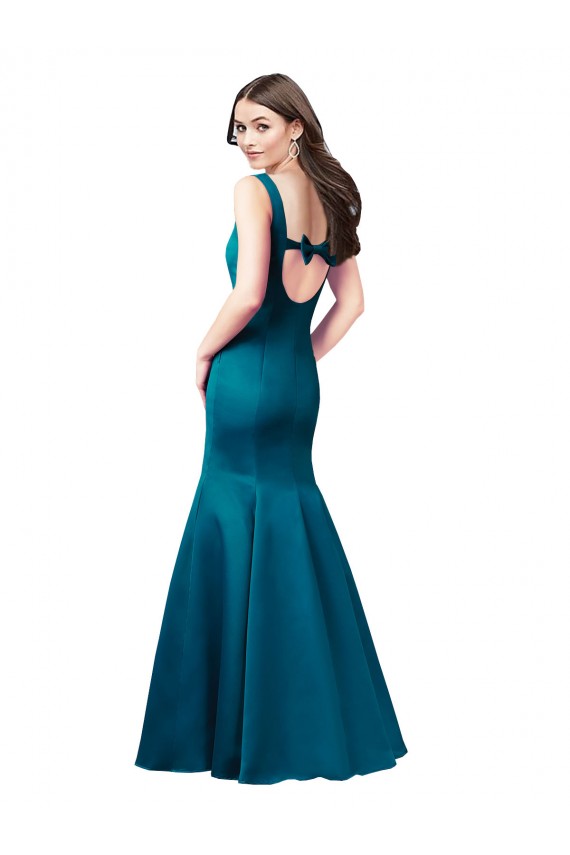 Online Long Sleek Satin Bridesmaid Dress with U-Back