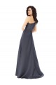 Online Rouched One Shoulder Floor Length Satin Bridesmaid Dress with Bow