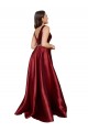 Online Sleeveless Deep V-Neck A-Line Satin Bridesmaid Dress with Pockets
