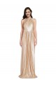 Online Floor Length Halter Neck Sparkling Sequin Bridesmaid Dress with Pleats