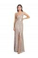 Online V-Neck Fully Sequin Bridesmaid Dress with V-Back and Front Slit