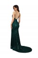 Online Fishtail Shaped V-Neck Open Back Long Sequin Bridesmaid Dress