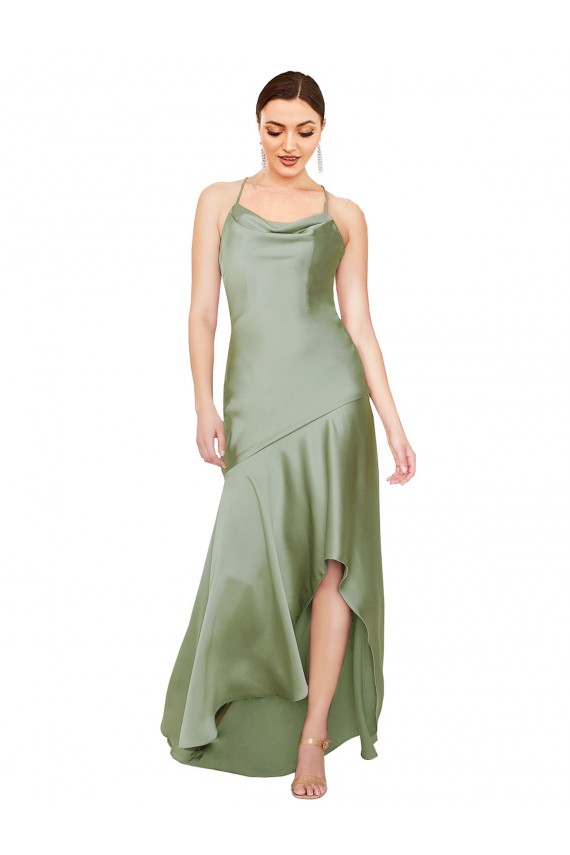 Online Silky Satin Bridesmaid Dress with Bias Cut Skirt