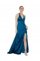 Online Halter Neck Silky Satin Bridesmaid Dress