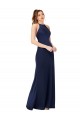 Online High Neck Satin Bridesmaid Dress with Strappy Back