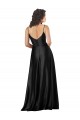 Online Full Length V-Neckline Silky Satin Bridesmaid Dress with Full Skirt