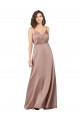 Online Subtle V-Neckline Silky Satin Bridesmaid Dress with Front Button Detail