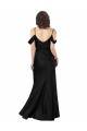 Online Off the Shoulder Sleeves Silky Satin Bridesmaid Dress with Skirt Slit