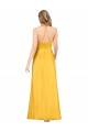 Online Halter A-Line Silky Satin Bridesmaid Dress with V-Neckline and Slit