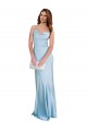 Online Open Back with Ties Cowl Neck Sheath Silky Satin Long Bridessmaid Dress