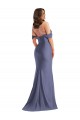 Online Off the Shoulder Corset Silky Satin Mermaid Bridesmaid Dress with Side Slit