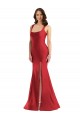 Online Square Neck Silky Satin Mermaid Bridesmaid Dress with Side Slit