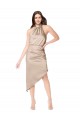 Online Silky Satin Bridesmaid Dress with Asymmetric Skirt