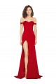Online Off the Shoulder Sweetheart Bustier Style Silky Satin Bridesmaid Dress with Side Split