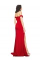Online Off the Shoulder Sweetheart Bustier Style Silky Satin Bridesmaid Dress with Side Split
