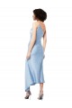 Online Midi Length Short Silky Satin Bridesmaid Dress with Asymmetric Neckline and High Side Split