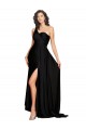 Online Floor Length One Shoulder Silky Satin Bridesmaid Dress with Side Slit