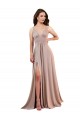Online Long A-Line Plunge V-Neckline Spandex Bridesmaid Dress with Slit