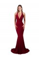 Online Halter Mermaid Plunge V-Neckline Open Back Bow Tie Spandex Bridesmaid Dress