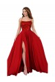 Online Lace Over Bodice Long Spandex Bridesmaid Dress with Slit
