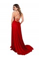 Online Lace Over Bodice Long Spandex Bridesmaid Dress with Slit