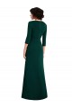 Online Floor Length 3/4 Sleeves V-Back Draped Wrap Maxi Spandex Bridesmaid Dress