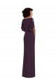 Online Faux Wrap Split Sleeves Maxi Spandex Bridesmaid Dress with Cascade Skirt